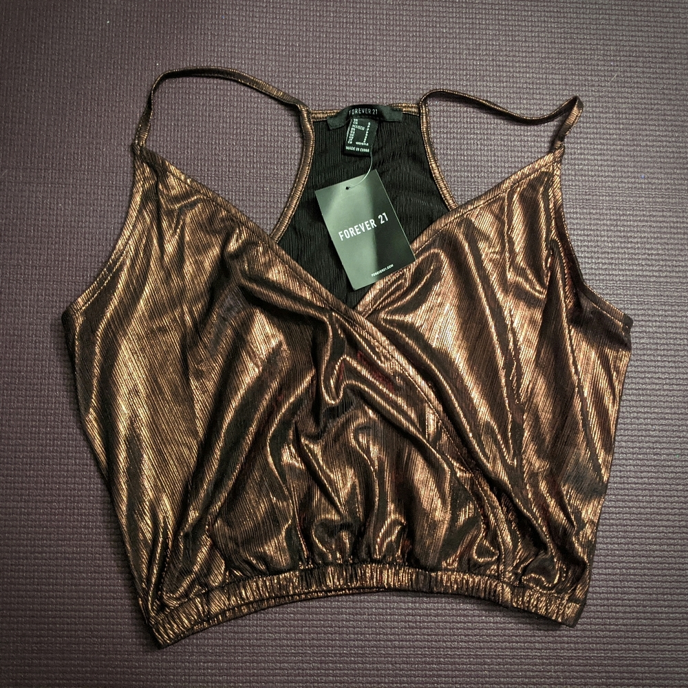 Copper/black striped crop top